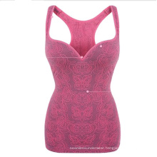 Ladies Seamless Racerback Tank V Neck Padded Bra